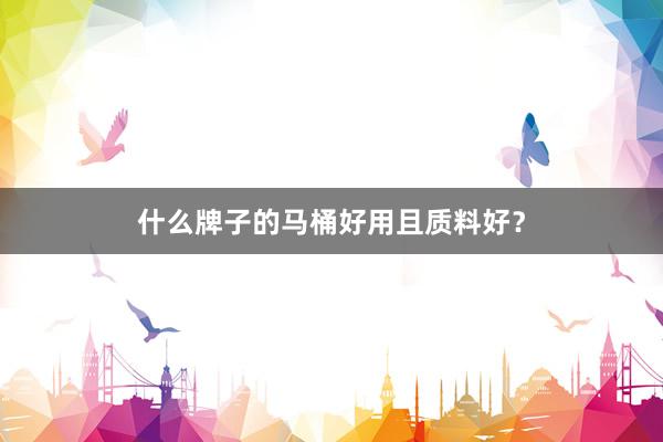 什么牌子的马桶好用且质料好？
